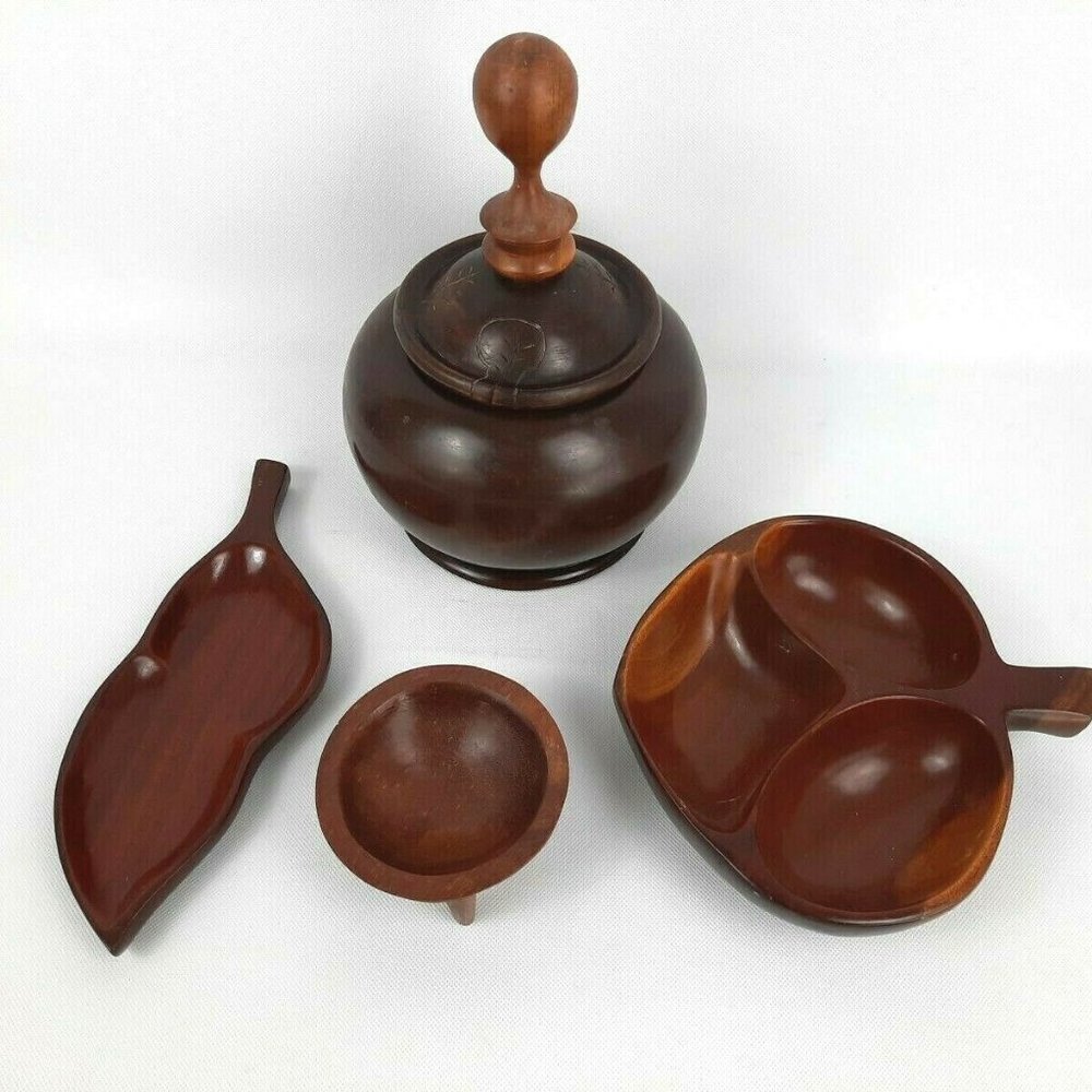 Vintage Wooden Kitchenware Monkey Pods Bowls Lot